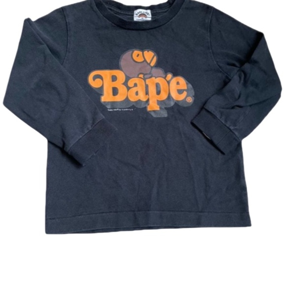 Bape Kids Black and Orange Long Sleeve Shirt